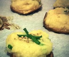 Shitake recheado com purê de couve-flor