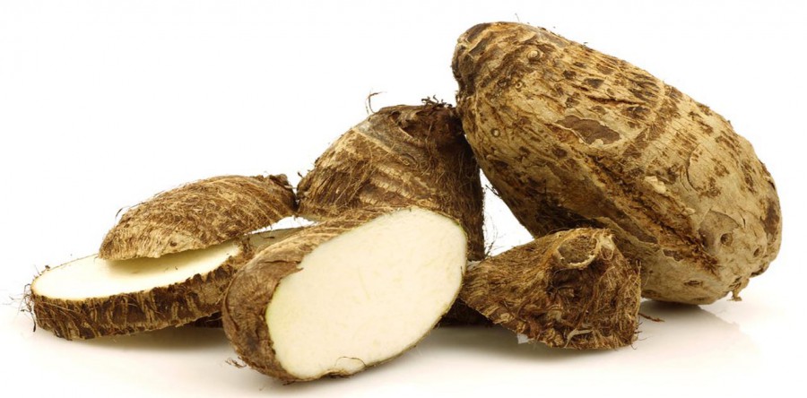 Inhame grelhado com óleo de coco