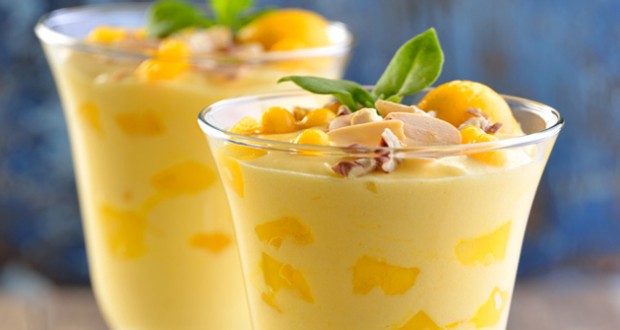 Mousse de pêssego e manga