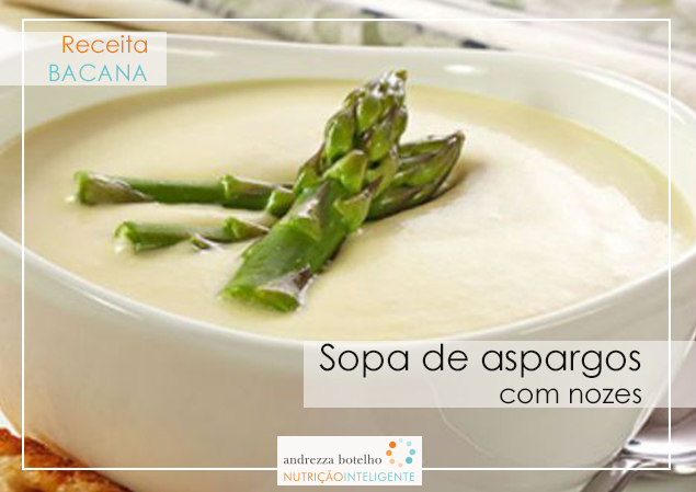 Sopa aspargos com nozes