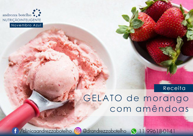 Gelato de morango com amêndoas