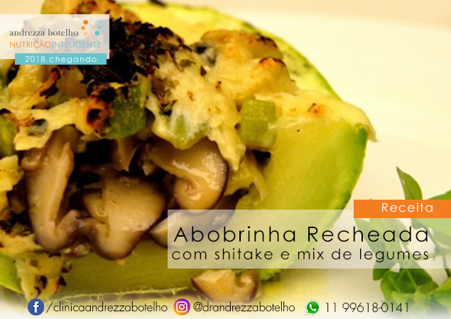 Abobrinha Recheada com Shitake e Mix de Legumes